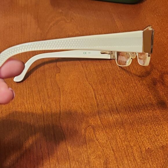 Lacoste Glasses w/ White Frames & Green Glasses Case - Picture 5 of 8